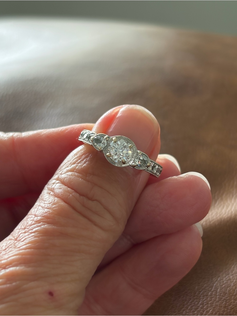 18k Vanna K Diamond Engagement Ring , custom band .